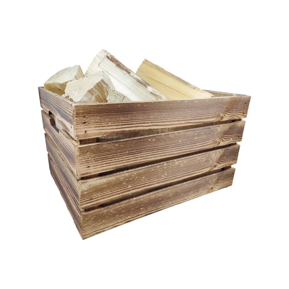 Rustikale KAMINHOLZKISTE "Zndstoff" Kaminholzkorb Brennholztrger Vintage  PERSONALISIERTE Kiste Kaminkorb Feuer