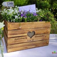 Rustikale GESCHENKEKISTE PERSONALISIERT HOCHBEET Hochzeit Vintage Holzkiste Hochzeitsgeschenk Hölzerner Jahrestag