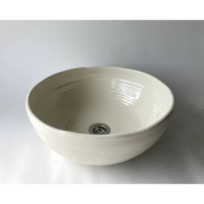 Waschbecken / weiß/creme   Ø 36 cm Höhe 14,5 cm