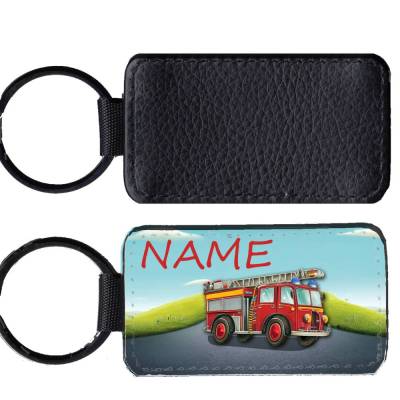 Kunstleder Schlüsselanhänger mit Name / Feuerwehr / personalisierbar