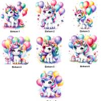 Bügelbilder Bügelmotiv Einhorn Unicorn Luftballon Geburtstag Mädchen Höhe 20cm