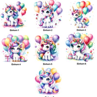 Bügelbilder Bügelmotiv Einhorn Unicorn Luftballon Geburtstag Mädchen Höhe 20cm