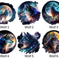 Bügelbilder Bügelmotiv Wolf Lupus Mond Junge Mädchen Höhe 15cm