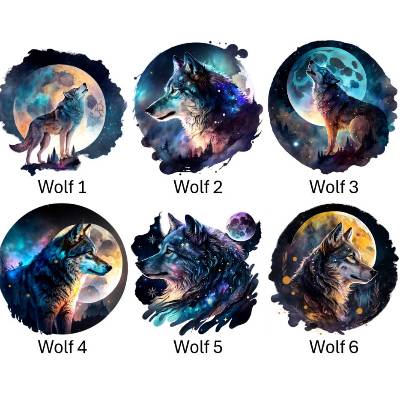 Bügelbilder Bügelmotiv Wolf Lupus Mond Junge Mädchen Höhe 15cm