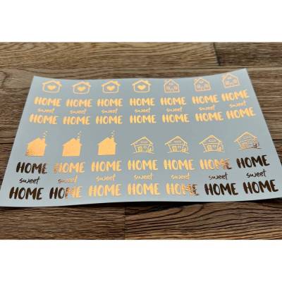 NEU: Kerzenfolie METALLIC BRONZE, HOME, A5, Wasserschiebefolie, Kerzentattoo, für Stabkerzen etc, Home sweet Home, Hygge