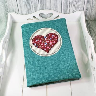 Notiz-Kladde # Kladdenhülle A5 Hülle Notizbuch Notizen Petrol Herz Romantisch Geschenkidee Mädchen Hülle Umschlag