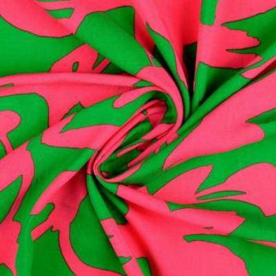 Viskose Popeline Senta Abstrakt grün-pink (1m/12,-€)