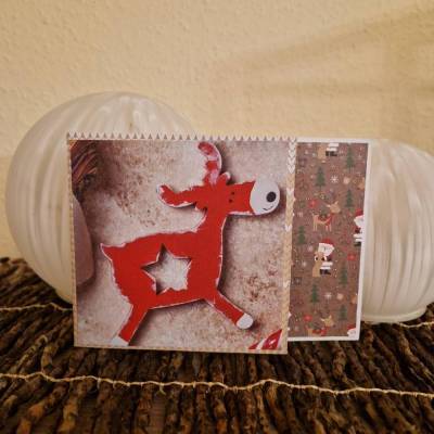 Renntier Weihnachtsgruß / Festliche Sterne Karten / Weihnachtskarte mit Rentiermotiv / Rentier Weihnachtsgrußkarte