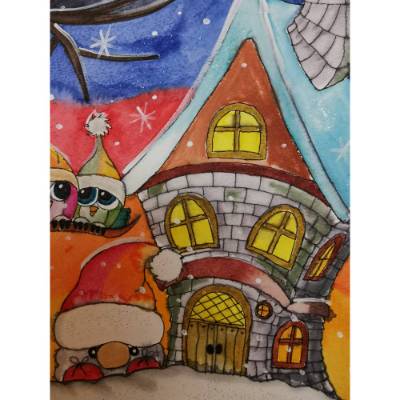 Süsses Wichtelbild Aquarell 