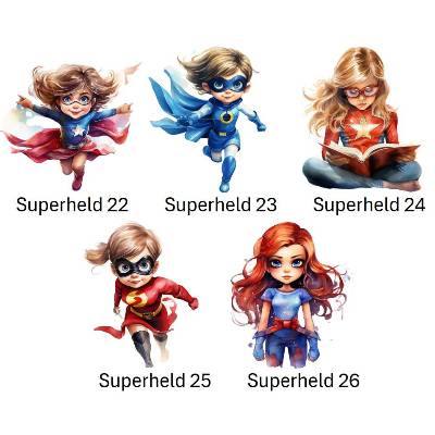 Bügelbilder Bügelmotiv Superheldin Superheld Hero Mädchen Höhe 10cm