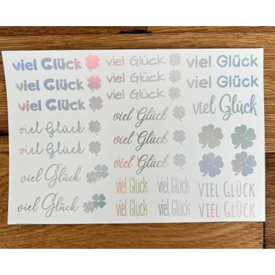 NEU: Kerzenfolie METALLIC HOLOGRAMM, Viel Glück, A5, Wasserschiebefolie, Kerzentattoo, Glück, Kleeblatt