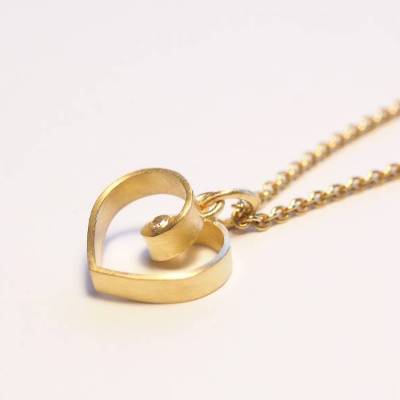 Herz Anhänger 750 Gold Brillant Hand gefertigt