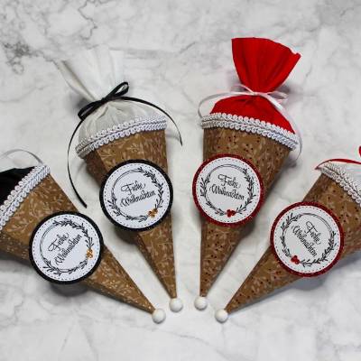 Mini-Schultüte Frohe Weihnachten „Farbauswahl“, Geschenkverpackung