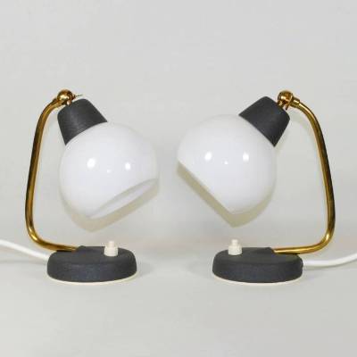 60er Jahre Tischleuchten Paar Nachtlicht 50er fifties sixties Messing schwarz gold mid century vintage upcycling shabby