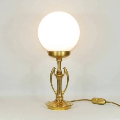Vögel Tischleuchte Jugendstil Unikat – Papagei Messing Figur Vintage 47 cm Lampe Upcycling Leuchte