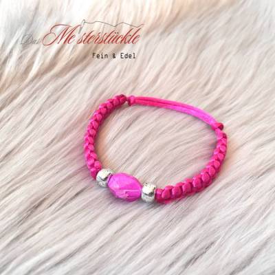 Makramee Armband pink silber handgefertigt Surferarmband