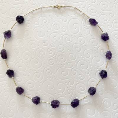 Amethystkette mit Zuchtperlen – Handgemachtes Unikat aus Bayern, exklusives Edelsteincollier
