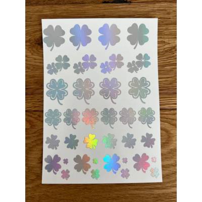 NEU: Kerzenfolie METALLIC HOLOGRAMM, KLEEBLATT, A6, Wasserschiebefolie, Kerzentattoo, Glück, Klee, 