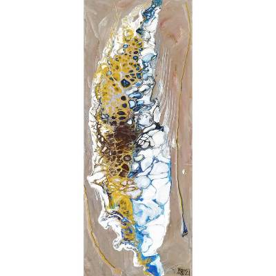 Feder - Originalgemälde in Pouring Art (Fluid, Acryl, Resin) auf Leinwand Keilrahmen, 20 x 50 cm