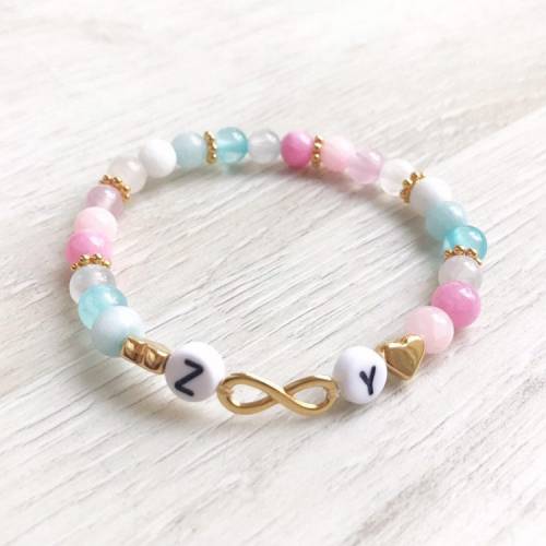 Regenbogen Armband mit Initalen Namen personalisiert