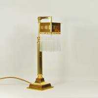 Glasstäbe Tischleuchte Jugendstil art deco 42 cm Messing upcycling funkelnd gold modern Kristall vintage upcycling