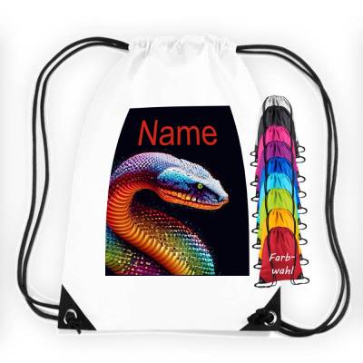 Turnbeutel Motiv Schlange mit Name / personalisierbar / verschiedene Farben