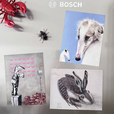 KÜHLSCHRANKKUNZT - 3 Magnete in Postkartengröße, Kühlschrankmagnete, Küche Magnete, kleines Geschenk, Bilder, Kochen