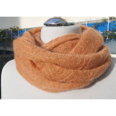 Strickloop aus Kid Mohair und Seide hellbraun