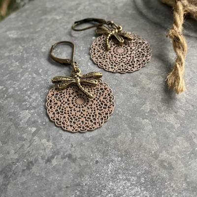 !•••Kundenbestellung•••! Ohrhänger, filigran, Libelle, Mandala, Boho, leicht und angenehm zu tragen
