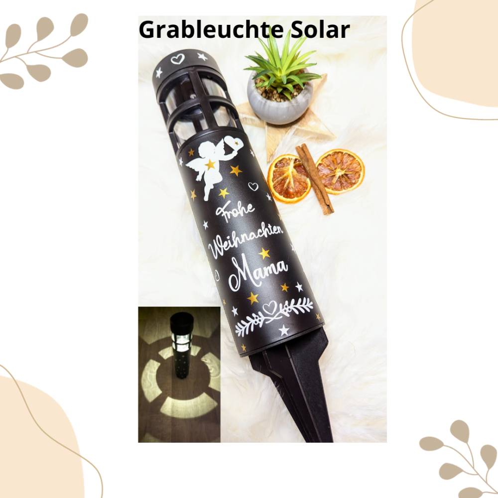 Grabbleuchte, Grabkerze, weihnachtlich, Solar