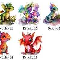 Bügelbilder Bügelmotiv Drache Dragon Baby Junge Mädchen Regenbogen bunt Höhe 10cm