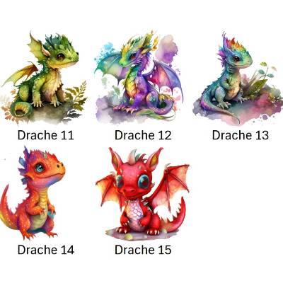Bügelbilder Bügelmotiv Drache Dragon Baby Junge Mädchen Regenbogen bunt Höhe 10cm