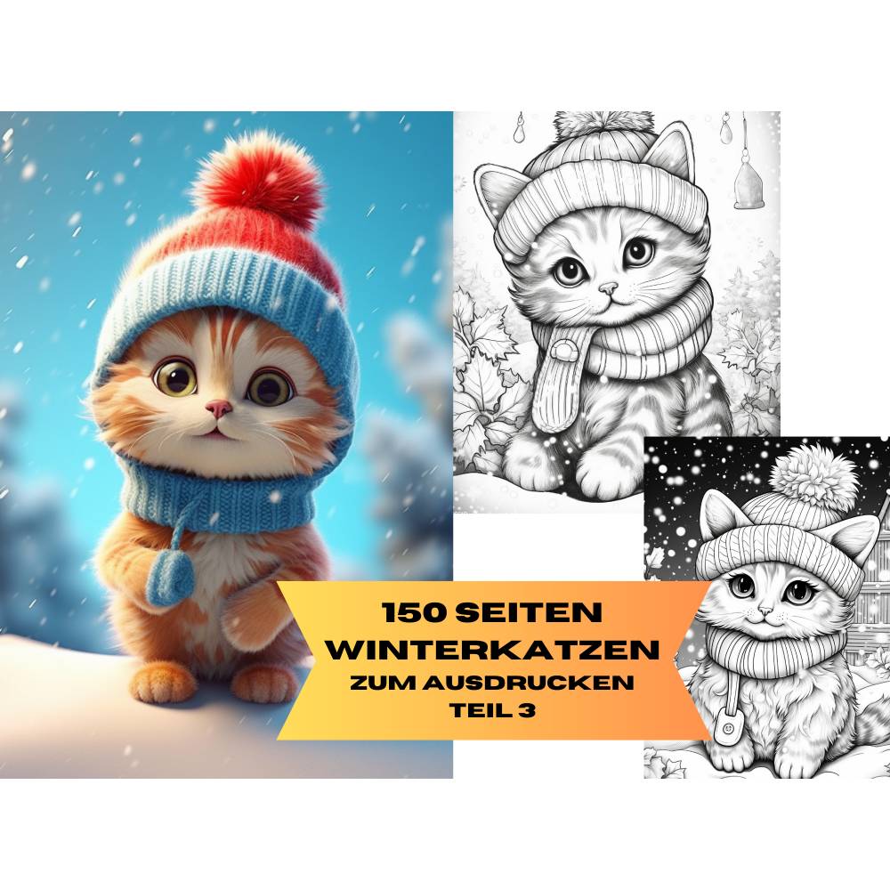 Süßes Katzen Malbuch 150 Seiten Teil 3 Erwachsene Kinder PDF Download Bild 1