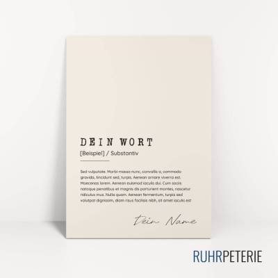 Eigene Definitionsposter | Wunschtext Wunschname | Schreibmaschinenschrift | A6 A5 | Geschenkidee