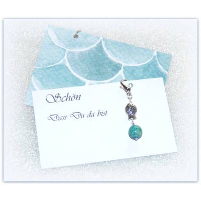 8 x Gastgeschenke Jadeperle und Fisch für Taufe und Kommunion, Give Away