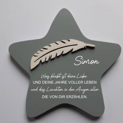 Erinnerung an ein Sternenkind, Geschenk für Sterneneltern, individuelle gestaltetes Trauergeschenk, grauer Stern, Grabd