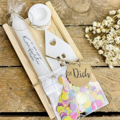 Kerzen Geschenkset für Freunde "Konfetti" pink und bunt. Geburtstagsgeschenk. Mitbringsel. Stabkerze. 