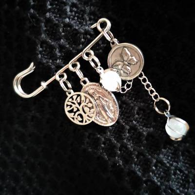 Brosche, Anstecknadel, Anstecker, Charivari-Brosche, Trachtenschmuck, Edelstahl 