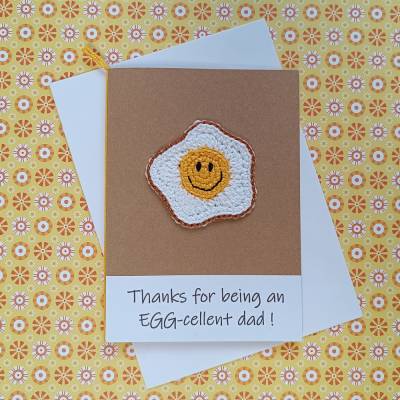 Glückwunschkarte Grußkarte - Thanks for beeing an EGG-cellent . . . - Spiegelei gehäkelt mit Wunschtext