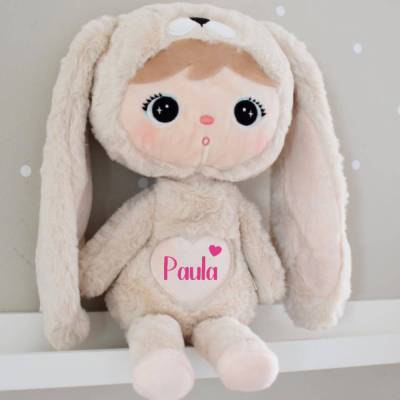 Kuscheltier personalisiert mit Name  Mädchen Hase Geburtsdaten Geschenk Geburt Baby Taufe Plüschtier XXL
