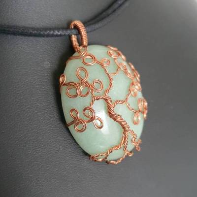 Aventurin Lebensbaum aus Kupferdraht - Iduna/ Drahtschmuck/ Statement Halskette/ Halbedelstein Schmuck