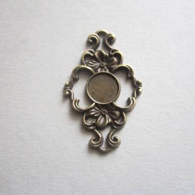 4x Verbinder Fassung für 10 mm Cabochon, viktorianisch, Rokoko Stil 42 mm x 26,4 mm Antikbronze