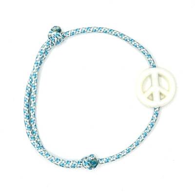 Armband aus Paracord mit Peacezeichen aus Acryl, verschiedene Farben, Schiebeknoten, Friedenszeichen, Peace