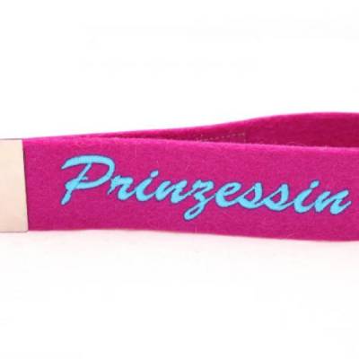 Schlüsselanhänger PRINZESSIN bestickt Wollfilz konfigurierbar Schlüsselband