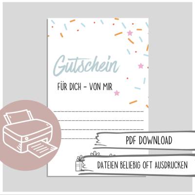 Gutschein für verschiedene Anlässe - Gutschein zum Ausdrucken, Geschenkgutschein Geburtstag