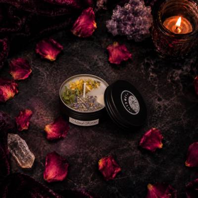 Planetenkerze Mond – Mondstein, Lavendelduft, Paraffin, 30 ml, Vollmond & Neumond-Effekte, Regeneration, Energie, Erfo