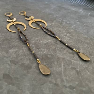 Lange Ohrhänger • Spirit • leicht zu tragen •|• Ethno •|• Bohostyle •|• Mond •|• Sichel •|• Sonne •|• Licht