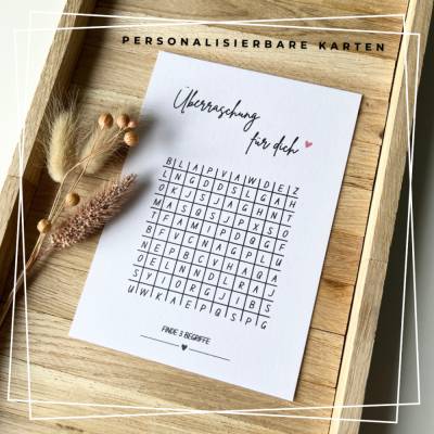 Überraschung Wortsuche | Geschenkkarte personalisierbar | A6