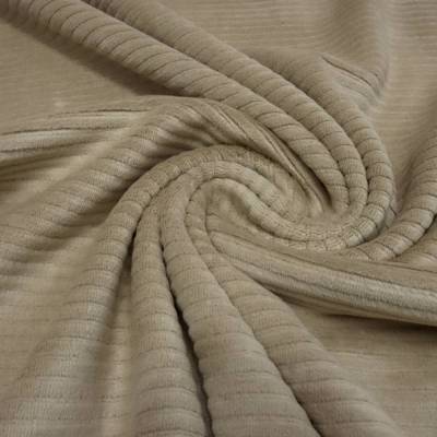 Stoff Strick Breitcord Stretch Meterware uni einfarbig natur-beige Kleiderstoff Kinderstoff