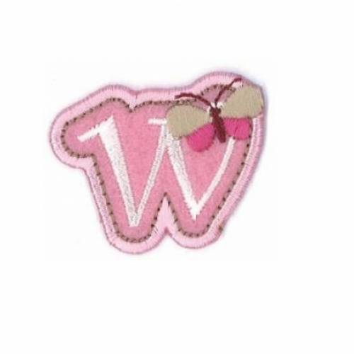 Buchstabe -W- Applikation rosa